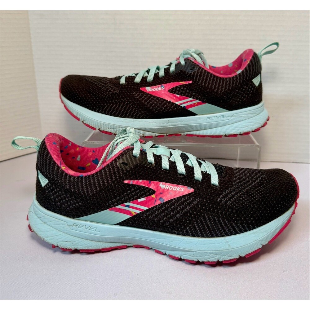 Brooks Revel 5 Women's Neutral Running Shoes Gray Pink Aqua Size 8.5 B